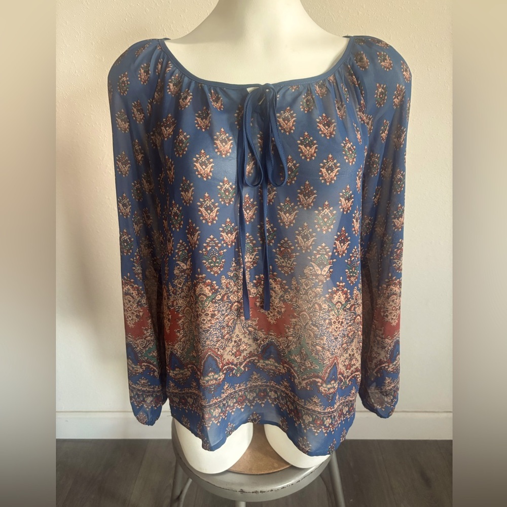 Blue Boho Paisley Top